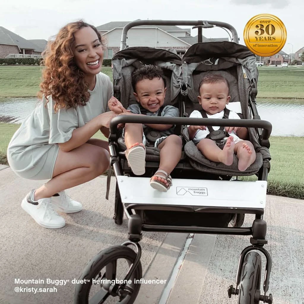 Mountain Buggy Duet Luxury With Double Satchel And Carrycot, Herringbone 4 Mountain Buggy Duet Luxury With Double Satchel And Carrycot, Herringbone - Image 2