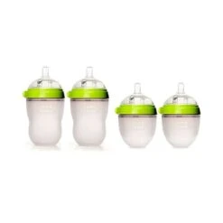Comotomo Baby Bottle 8-Ounce And 5-Ounce Kit, Green, Pack Of 4