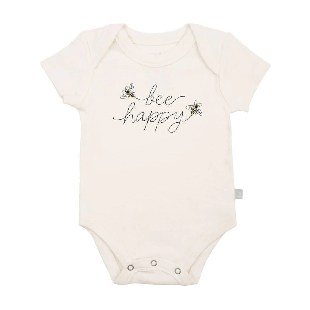 Finn & Emma Short Sleeve Graphic Bodysuit, Bee Happy 3 Finn & Emma Short Sleeve Graphic Bodysuit, Bee Happy