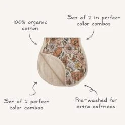 Mushie Muslin Burp Cloth Organic Cotton, 2 Pack -Baby Product Specialty Store Mushie Muslin Burp Cloth Organic Cotton Roman Green Fog 4