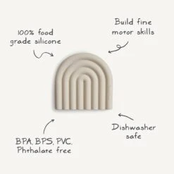 Mushie Rainbow Silicone Teether, Mauve -Baby Product Specialty Store Mushie Rainbow Silicone Teether Mauve 6