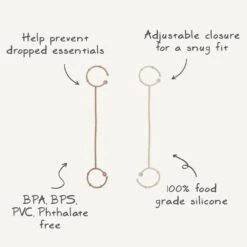 Mushie Adjustable Silicone Strap 2 Pack -Baby Product Specialty Store Mushie Adjustable Silicone Strap 2 Pack Blush Shifting Sand Infographic