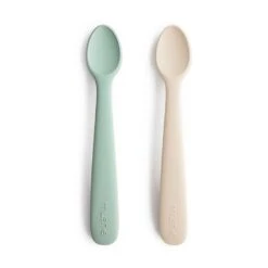 Mushie Silicone Feeding Spoons, 2 Pack -Baby Product Specialty Store Mushie Silicone Feeding Cambridge Blue Shifting Sand 4