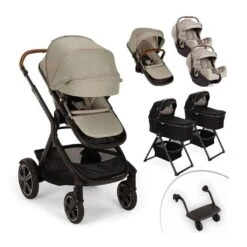 Nuna Demi Next Double Stroller + Rider Board + 2 Bassinets + 2 PIPA RX Travel System -Baby Product Specialty Store NUNA DEMI Next Bassinet Stand Hazelwood Side View ANB Baby ANB Baby 24 168ccf39 26f0 4ede 9f41 951c21a1044c