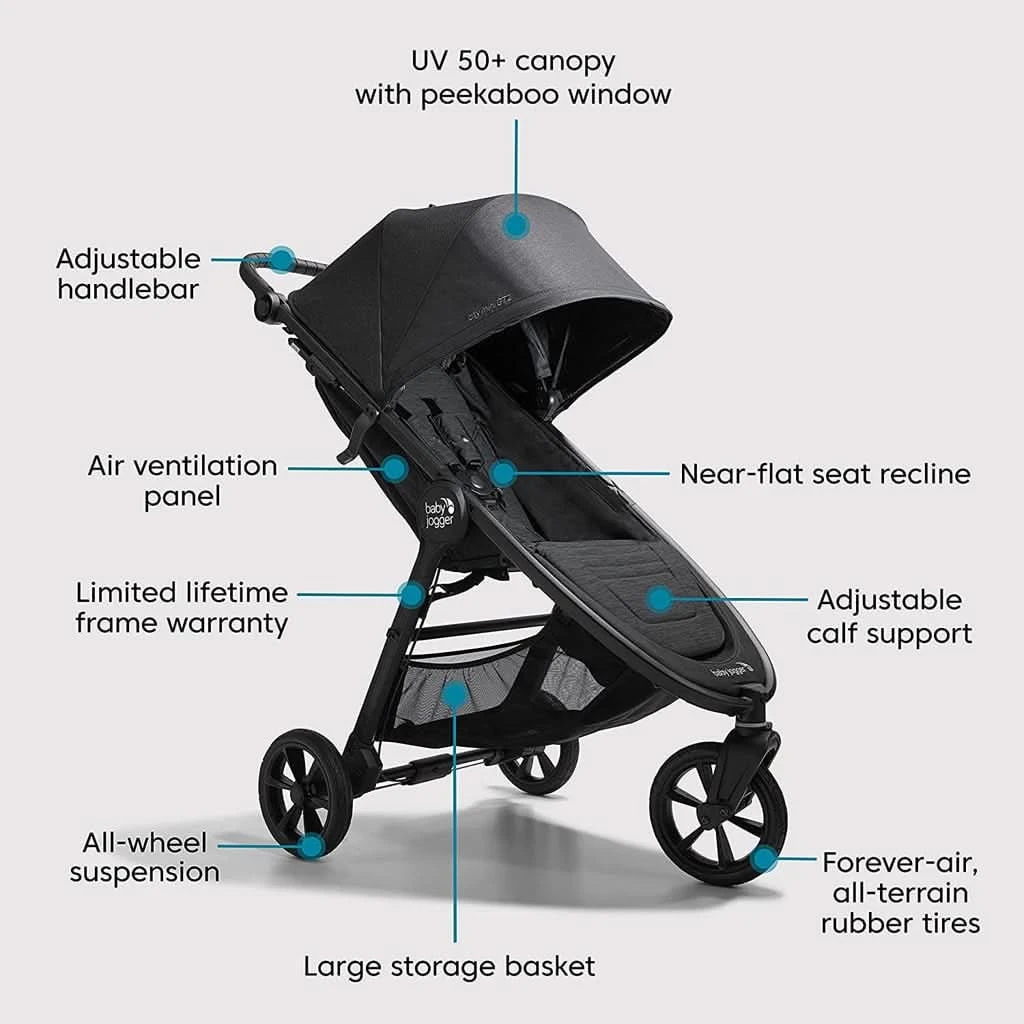 Baby Jogger City Mini GT2 + City GO 2 Travel System, Opulent Black 9 Baby Jogger City Mini GT2 + City GO 2 Travel System, Opulent Black - Image 7