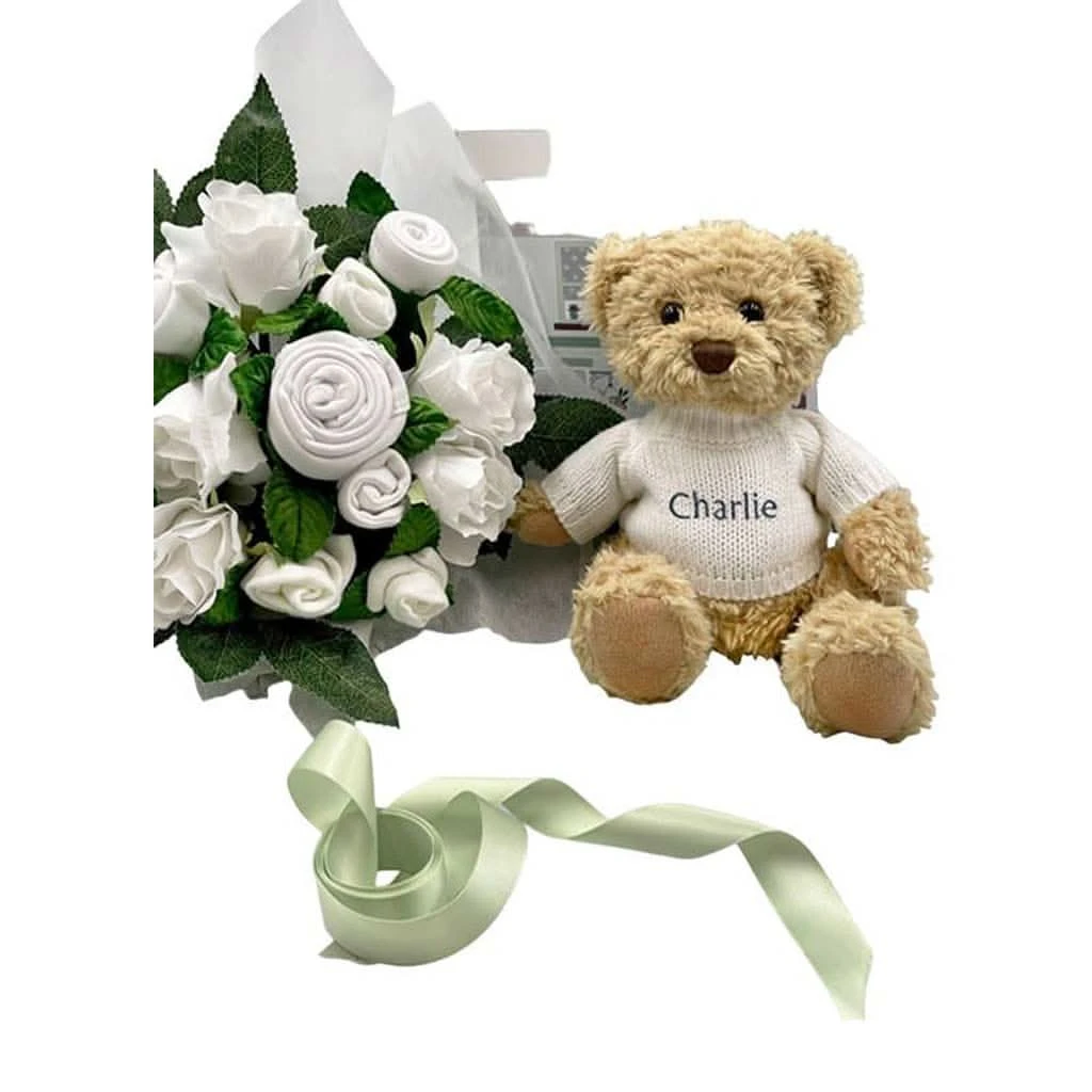 Babyblooms Luxury Rose Baby Clothes Bouquet And Personalized Teddy Bear 10 Babyblooms Luxury Rose Baby Clothes Bouquet And Personalized Teddy Bear - Image 8