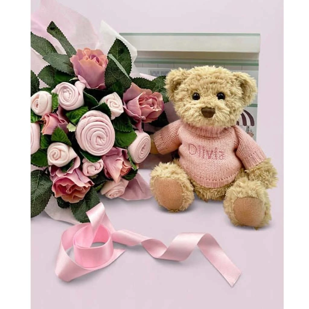 Babyblooms Luxury Rose Baby Clothes Bouquet And Personalized Teddy Bear 8 Babyblooms Luxury Rose Baby Clothes Bouquet And Personalized Teddy Bear - Image 6