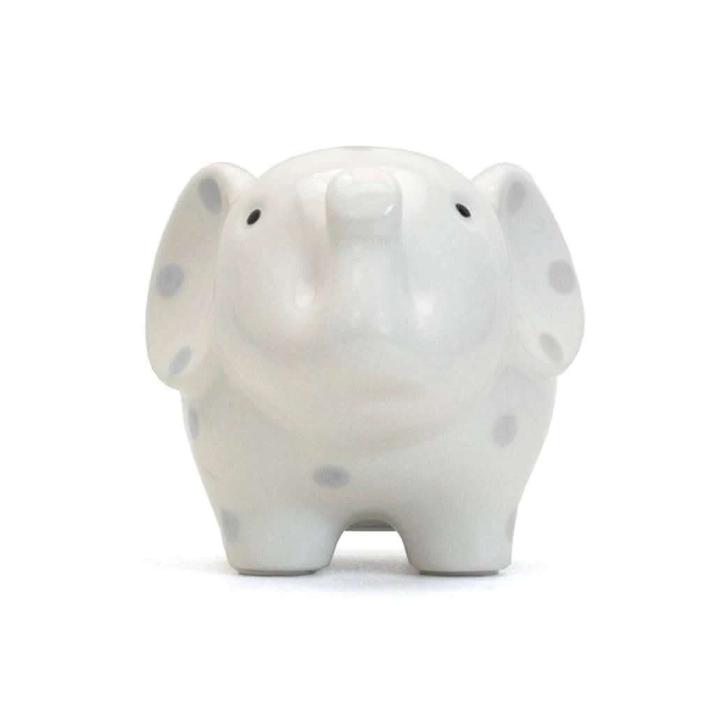 Child To Cherish White With Grey Polka Dots Elephant Bank 3 Child To Cherish White With Grey Polka Dots Elephant Bank