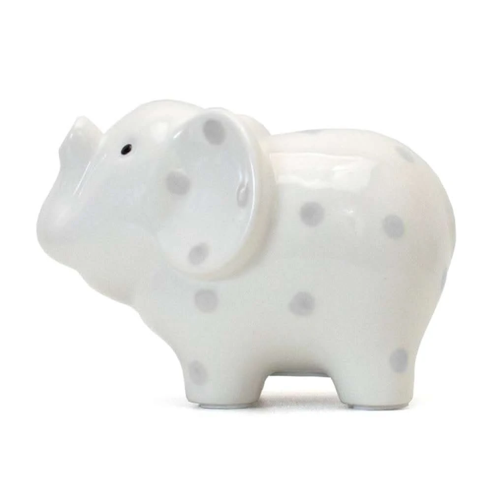 Child To Cherish White With Grey Polka Dots Elephant Bank 5 Child To Cherish White With Grey Polka Dots Elephant Bank - Image 3