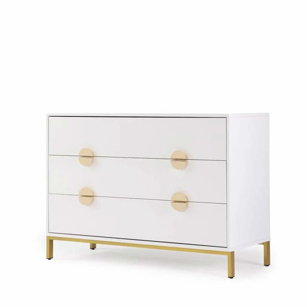DaDaDa Chicago 3-Drawer Dresser, White / Gold 3 DaDaDa Chicago 3-Drawer Dresser, White / Gold