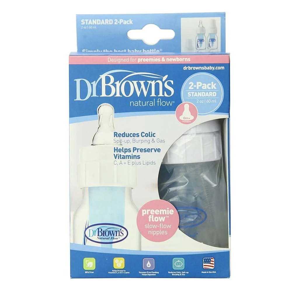 Dr. Brown's Natural Flow Feeding Bottle, Polypropylene 2-Ounce, 2 Pack 4 Dr. Brown's Natural Flow Feeding Bottle, Polypropylene 2-Ounce, 2 Pack - Image 2