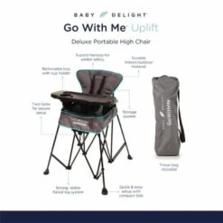 Go With Me Uplift Deluxe Portable High Chair, Grey / Teal 8 Go With Me Uplift Deluxe Portable High Chair, Grey / Teal -Baby Product Specialty Store go with me uplift deluxe portable high chair grey tealgwmbd05180anb babyanb baby 182947