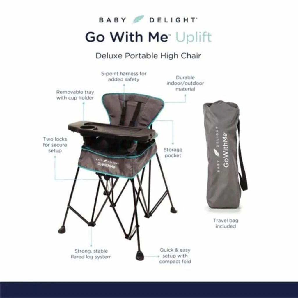 Go With Me Uplift Deluxe Portable High Chair, Grey / Teal 5 Go With Me Uplift Deluxe Portable High Chair, Grey / Teal - Image 3