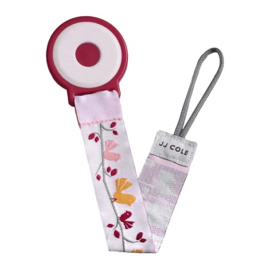 JJ COLE Easy Attach Pacifier Clip - Pink Chickadee 4 JJ COLE Easy Attach Pacifier Clip - Pink Chickadee - Image 2