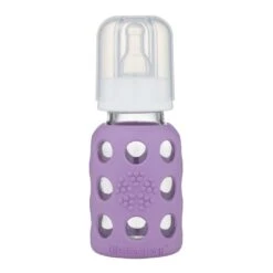 Life Factory Glass Baby Bottle Lavender, 4 Oz.