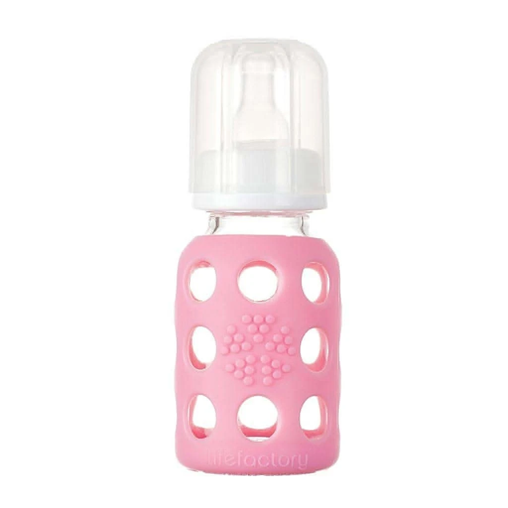 Life Factory Pink Glass Baby Bottle, 4 Oz. 3 Life Factory Pink Glass Baby Bottle, 4 Oz.