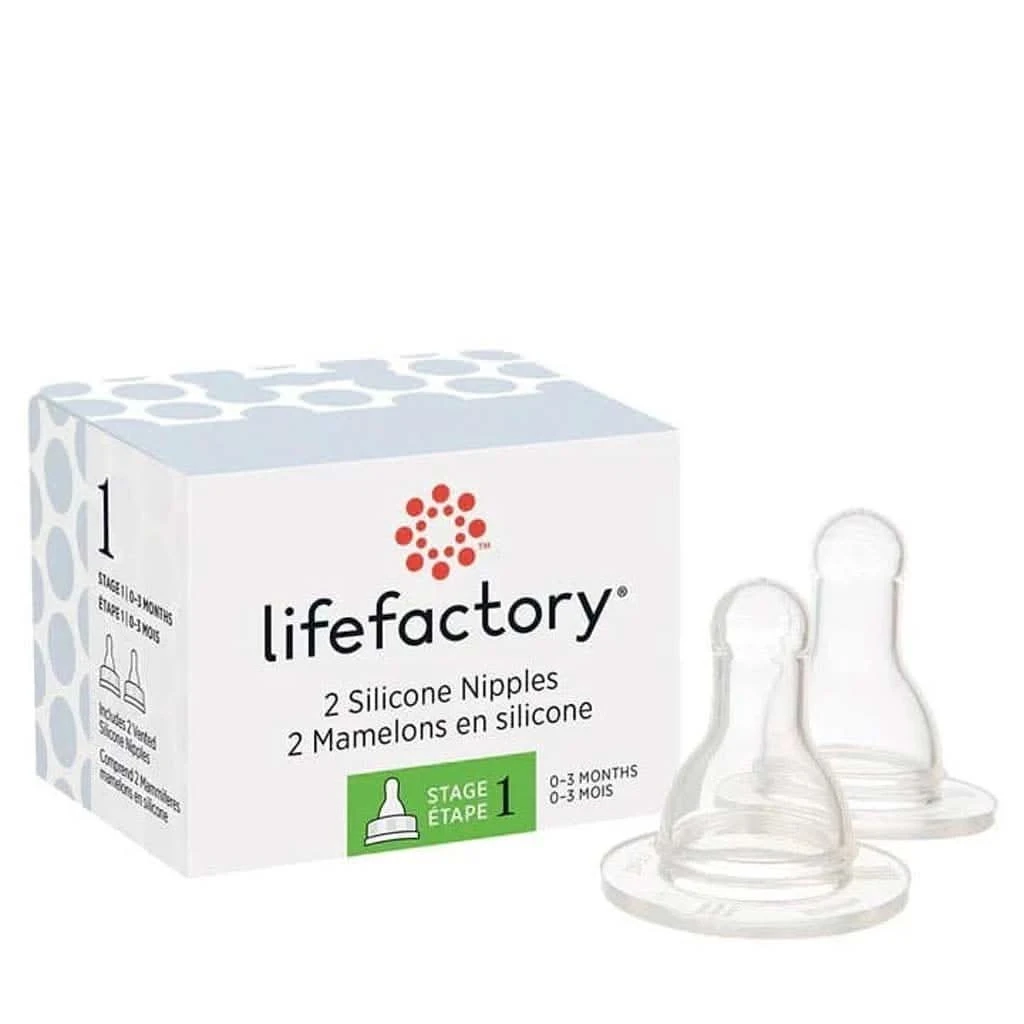 Lifefactory Stage 1 Baby Bottle Nipple For 4-Ounce And 9-Ounce, Clear, Pack Of 2 3 Lifefactory Stage 1 Baby Bottle Nipple For 4-Ounce And 9-Ounce, Clear, Pack Of 2