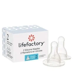 Lifefactory Stage 2 Baby Bottle Nipple For 4-Ounce And 9-Ounce, Clear, Pack Of 2
