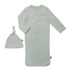 Magnetic Me Love Lines Pointelle Magnetic Gown And Hat Set, Newborn-3 Months