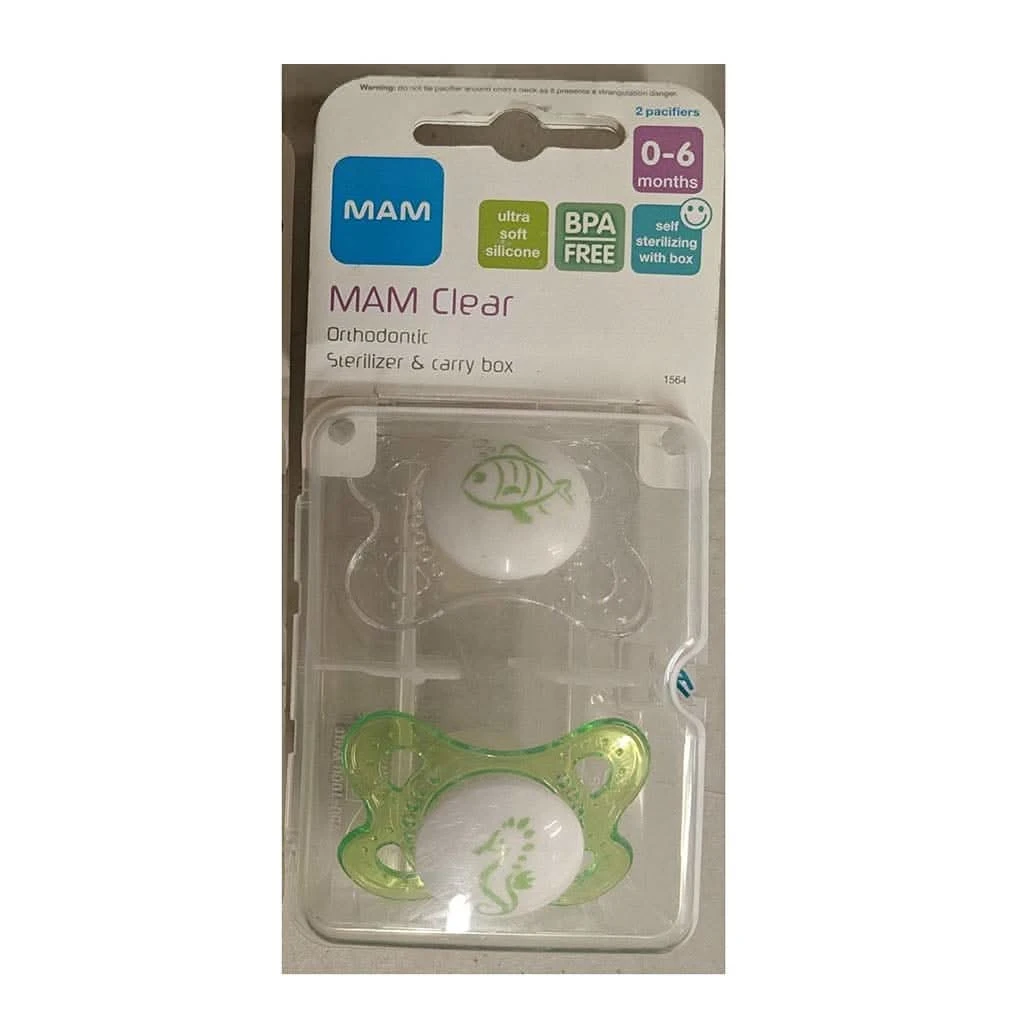 MAM Clear Pacifier 2 Pack For 0-6 Months 3 MAM Clear Pacifier 2 Pack For 0-6 Months
