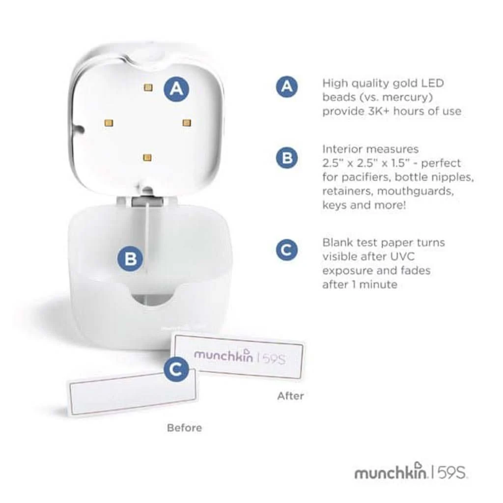 Munchkin 59S Mini Sterilizer Plus Portable UV Sanitizer With Rechargeable Battery 7 Munchkin 59S Mini Sterilizer Plus Portable UV Sanitizer With Rechargeable Battery - Image 5