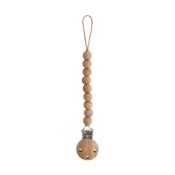 Mushie Hera Silicone Pacifier Clip, Faux Wood