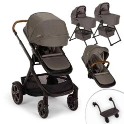 Nuna Demi Next Double Stroller + Rider Board + 2 Bassinets -Baby Product Specialty Store nuna demi next double stroller rider board 2 bassinets caviarnunst17902haz kit6anb babyanb baby 253289