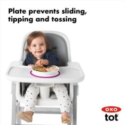 OXO Tot Stick & Stay Plate, Pink 10 OXO Tot Stick & Stay Plate, Pink -Baby Product Specialty Store oxo tot stick stay plate pinkoxo61120800anb babyanb baby 641108